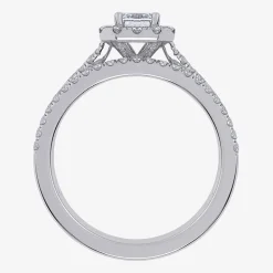(G / Vs2-Si1) Womens 1 CT. T.W. Lab Grown White Diamond 10K Gold Side Stone Halo Bridal Set