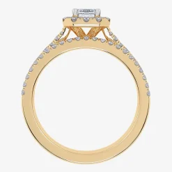 (G / Vs2-Si1) Womens 1 CT. T.W. Lab Grown White Diamond 10K Gold Side Stone Halo Bridal Set