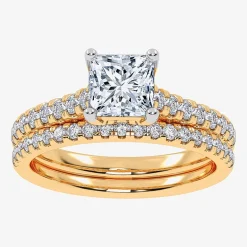 (G / Vs2-Si1) Womens 1 CT. T.W. Lab Grown White Diamond 10K Gold Side Stone Bridal Set