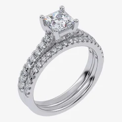 (G / Vs2-Si1) Womens 1 CT. T.W. Lab Grown White Diamond 10K Gold Side Stone Bridal Set