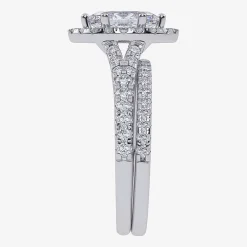 (G / Vs2-Si1) Womens 1 CT. T.W. Lab Grown White Diamond 10K Gold Marquise Side Stone Halo Bridal Set