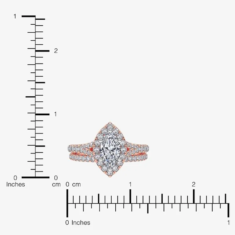 (G / Vs2-Si1) Womens 1 CT. T.W. Lab Grown White Diamond 10K Gold Marquise Side Stone Halo Bridal Set