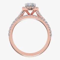 (G / Vs2-Si1) Womens 1 CT. T.W. Lab Grown White Diamond 10K Gold Marquise Side Stone Halo Bridal Set