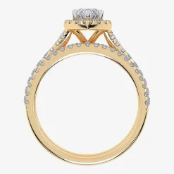 (G / Vs2-Si1) Womens 1 CT. T.W. Lab Grown White Diamond 10K Gold Marquise Side Stone Halo Bridal Set