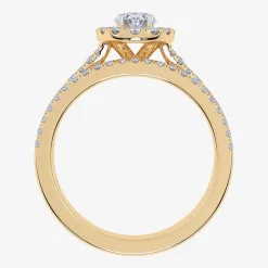 (G / Vs2-Si1) Womens 1 CT. T.W. Lab Grown White Diamond 10K Gold Oval Side Stone Halo Bridal Set