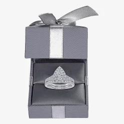 (G / Vs2-Si1) Womens 1 CT. T.W. Lab Grown White Diamond 10K Gold Pear Side Stone Halo Bridal Set