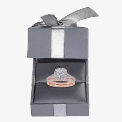 (G / Vs2-Si1) Womens 1 CT. T.W. Lab Grown White Diamond 10K Gold Cushion Side Stone Halo Bridal Set