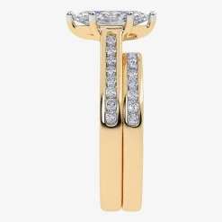 (G / Vs2-Si1) Womens 1 1/2 CT. T.W. Lab Grown White Diamond 10K Gold Marquise Side Stone Bridal Set