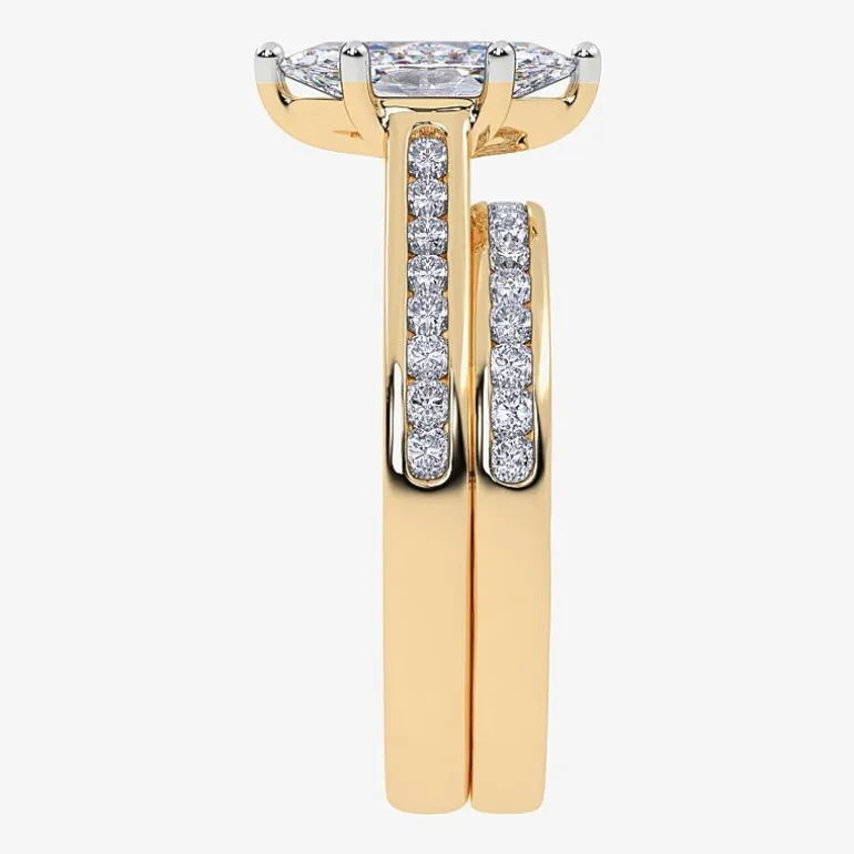 (G / Vs2-Si1) Womens 1 1/2 CT. T.W. Lab Grown White Diamond 10K Gold Marquise Side Stone Bridal Set