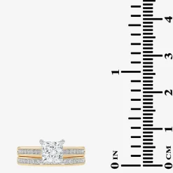 (G / Vs2-Si1) Womens 1 1/2 CT. T.W. Lab Grown White Diamond 10K Gold Side Stone Bridal Set