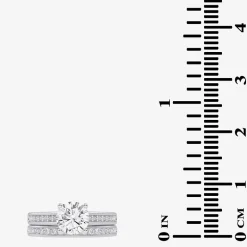 (G / Vs2-Si1) Womens 1 1/2 CT. T.W. Lab Grown White Diamond 10K Gold Round Side Stone Bridal Set