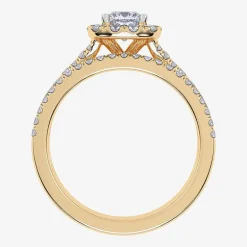 (G / Vs2-Si1) Womens 1 CT. T.W. Lab Grown White Diamond 10K Gold Side Stone Halo Bridal Set