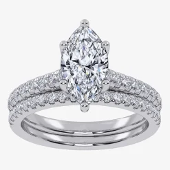 (G / Vs2-Si1) Womens 4 1/2 CT. T.W. Lab Grown White Diamond 10K Gold Marquise Side Stone Bridal Set