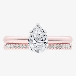 (G / Vs2-Si1) Womens 1 1/4 CT. T.W. Lab Grown White Diamond 14K Gold Pear Solitaire Bridal Set
