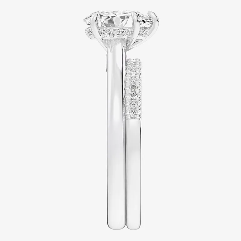 (G / Vs2-Si1) Womens 1 1/4 CT. T.W. Lab Grown White Diamond 14K Gold Pear Solitaire Bridal Set