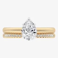 (G / Vs2-Si1) Womens 1 1/4 CT. T.W. Lab Grown White Diamond 14K Gold Pear Solitaire Bridal Set