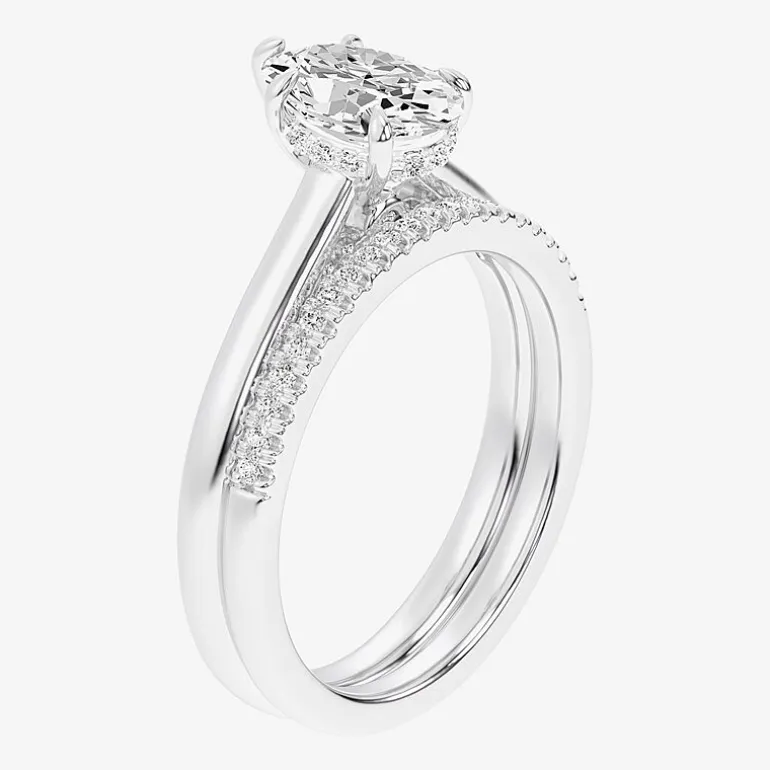 (G / Vs2-Si1) Womens 1 1/4 CT. T.W. Lab Grown White Diamond 14K Gold Pear Solitaire Bridal Set