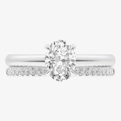 (G / Vs2-Si1) Womens 1 1/4 CT. T.W. Lab Grown White Diamond 14K Gold Oval Solitaire Bridal Set