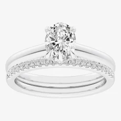 (G / Vs2-Si1) Womens 1 1/4 CT. T.W. Lab Grown White Diamond 14K Gold Oval Solitaire Bridal Set