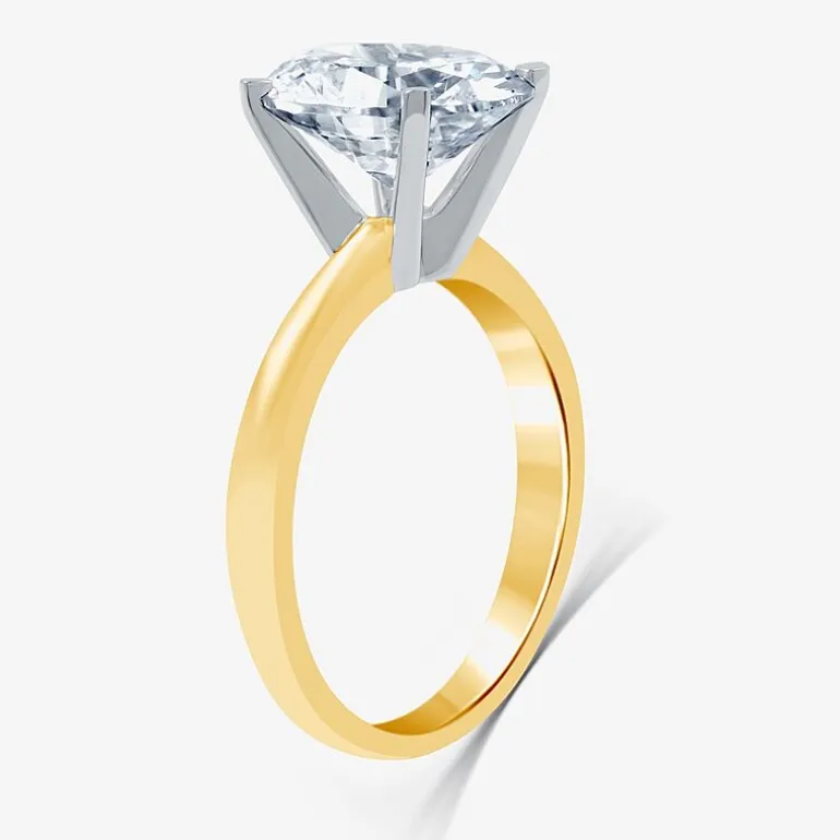 (G / VS2) Womens 3 CT. Lab-Grown White Diamond 14K Gold Oval Solitaire Engaement Ring
