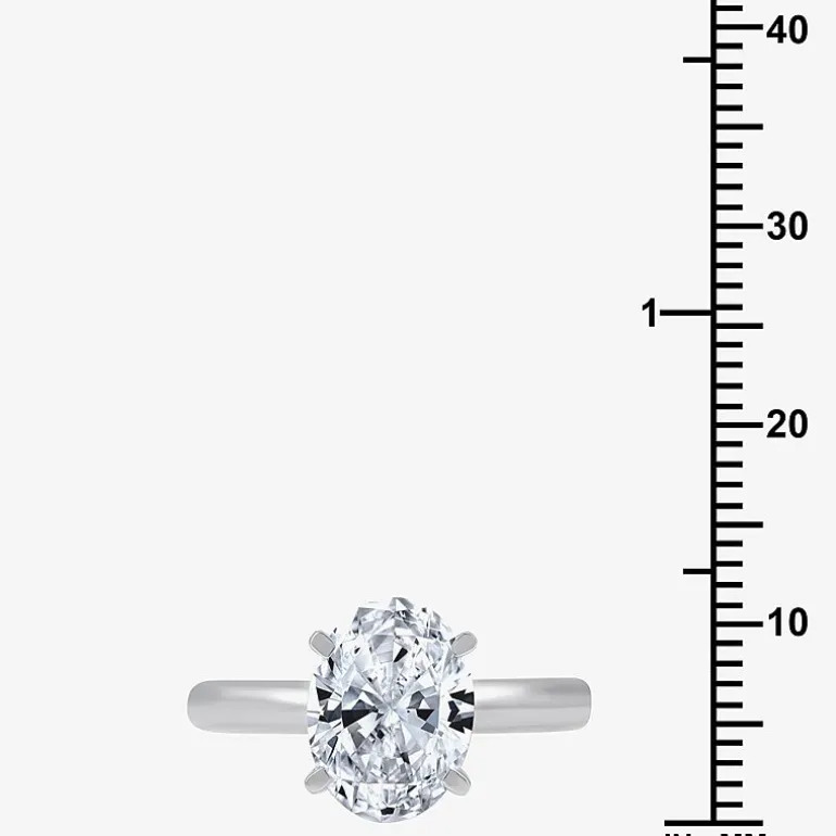 (G / VS2) Womens 3 CT. Lab-Grown White Diamond 14K Gold Oval Solitaire Engaement Ring