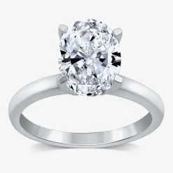 (G / VS2) Womens 3 CT. Lab-Grown White Diamond 14K Gold Oval Solitaire Engaement Ring