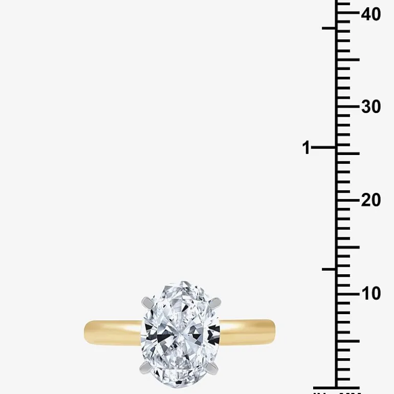 (G / VS2) Womens 3 CT. Lab-Grown White Diamond 14K Gold Oval Solitaire Engaement Ring