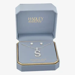 HADLEY & ROW Initial Womens Cubic Zirconia Pure Silver Over Brass 2-pc. Jewelry Set