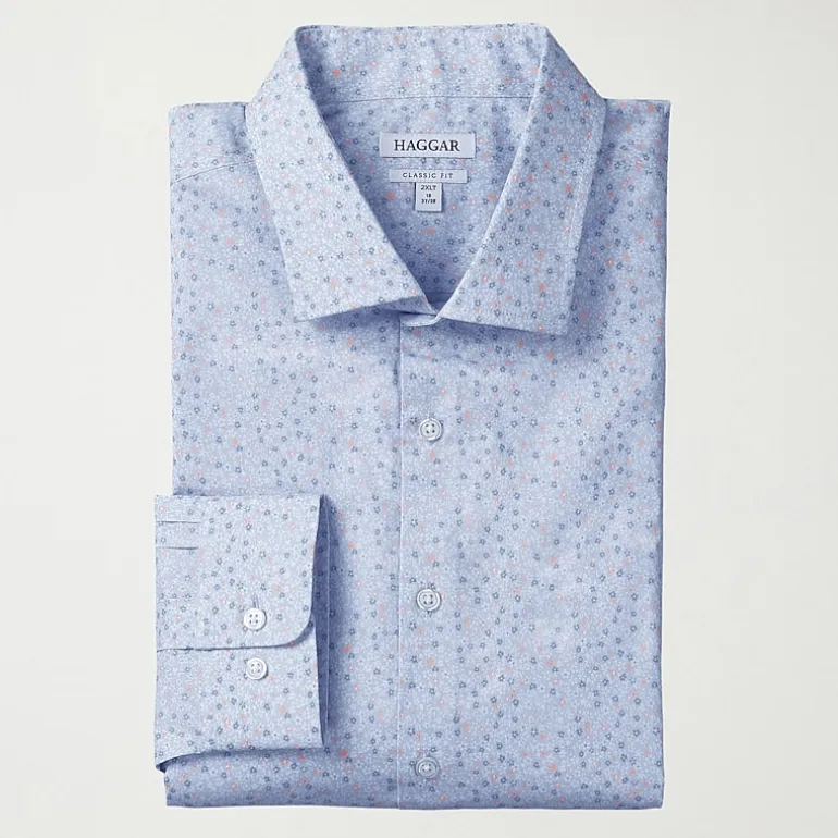 Haggar Big and Tall Mens Classic Fit Wrinkle Free Long Sleeve Dress Shirt