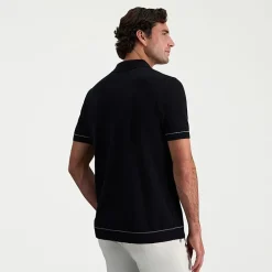 Haggar Button Front Mens Short Sleeve Button Polo Sweater