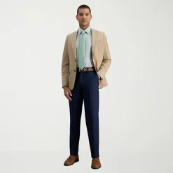 Haggar Cool 18 Pro Mens Comfort Waistband Slim Fit Flat Front Pant
