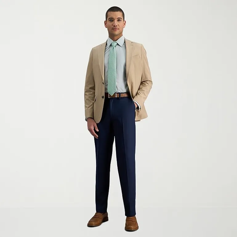 Haggar Cool 18 Pro Mens Comfort Waistband Slim Fit Flat Front Pant