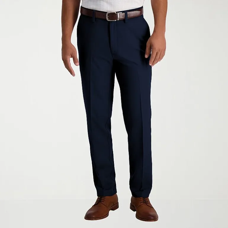 Haggar Cool 18 Pro Mens Comfort Waistband Slim Fit Flat Front Pant