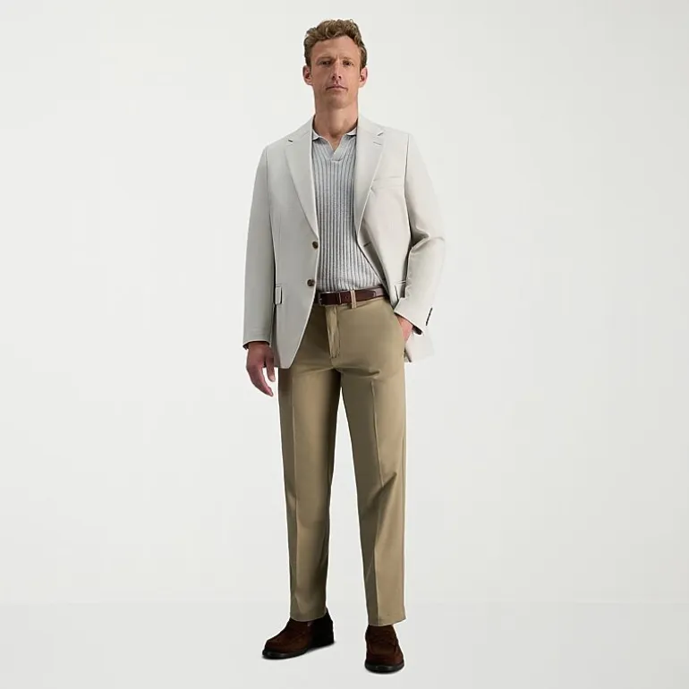 Haggar Cool 18 Pro Mens Comfort Waistband Straight Fit Flat Front Pant