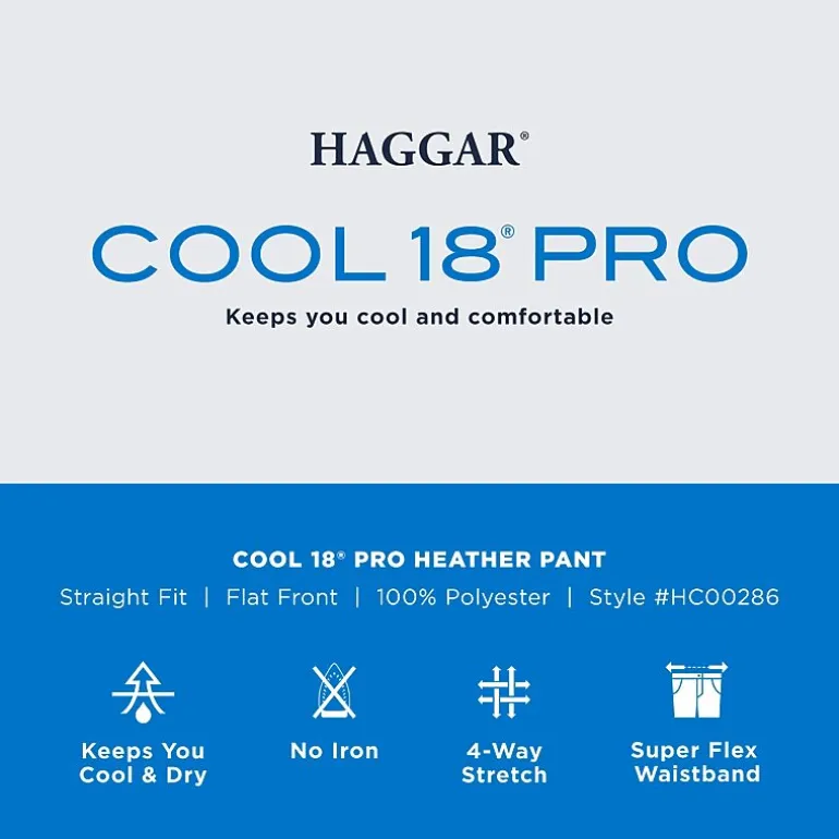 Haggar Cool 18 Pro Mens Straight Fit Flat Front Pant
