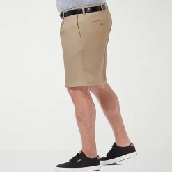 Haggar Cool 18 Pro Pleated Expandable Waist Mens 10 1/2" Big and Tall Stretch Fabric Moisture Wicking Quick Dry Chino Short