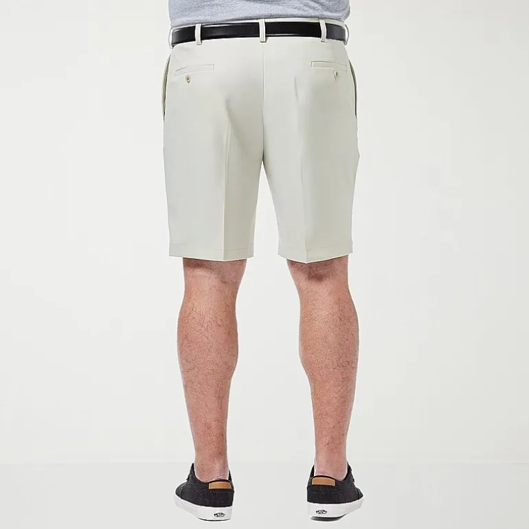 Haggar Cool 18 Pro Pleated Expandable Waist Mens 10 1/2" Big and Tall Stretch Fabric Moisture Wicking Quick Dry Chino Short