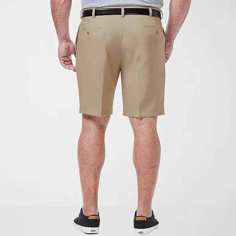 Haggar Cool 18 Pro Pleated Expandable Waist Mens 10 1/2" Big and Tall Stretch Fabric Moisture Wicking Quick Dry Chino Short