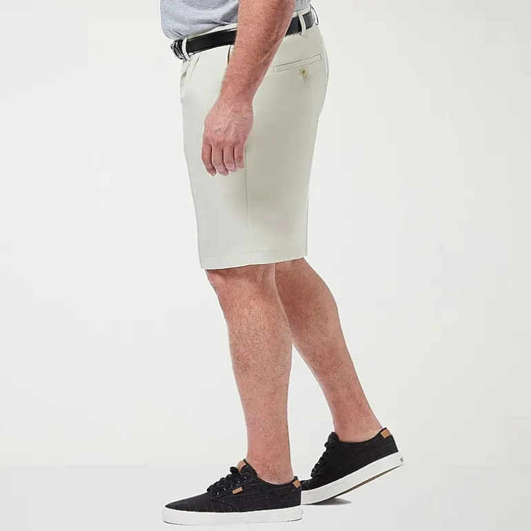 Haggar Cool 18 Pro Pleated Expandable Waist Mens 10 1/2" Big and Tall Stretch Fabric Moisture Wicking Quick Dry Chino Short