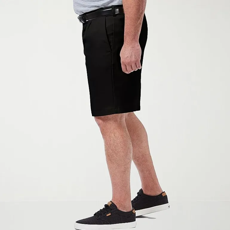 Haggar Cool 18 Pro Pleated Expandable Waist Mens 10 1/2" Big and Tall Stretch Fabric Moisture Wicking Quick Dry Chino Short