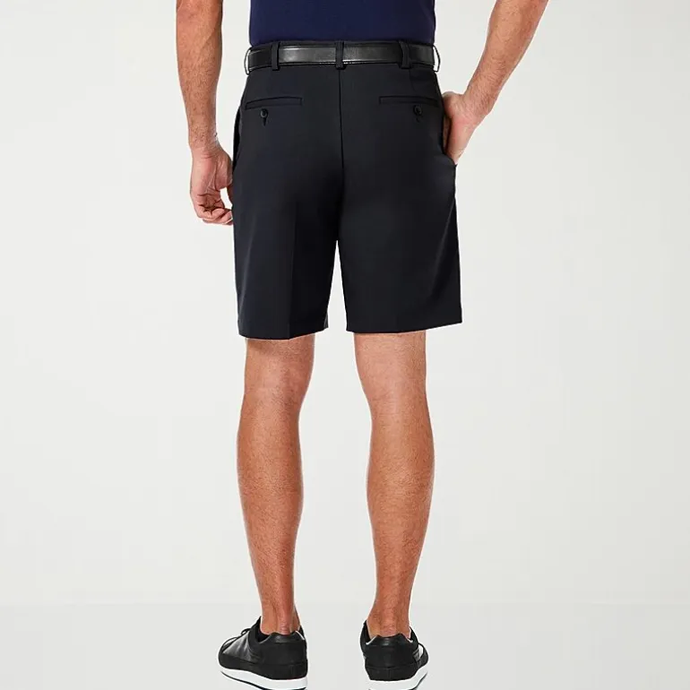 Haggar Cool 18 Pro Pleated Mens 9 1/2" Stretch Fabric Moisture Wicking Quick Dry Chino Short