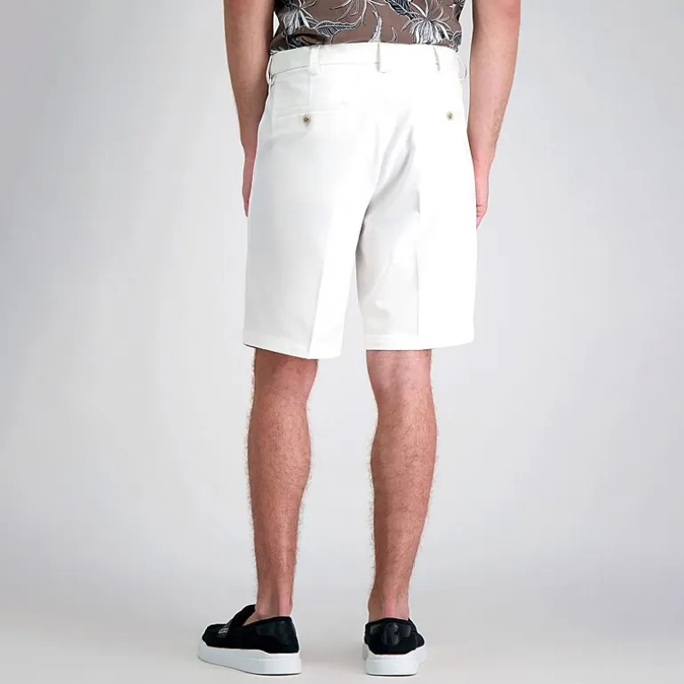Haggar Cool 18 Pro Pleated Mens 9 1/2" Stretch Fabric Moisture Wicking Quick Dry Chino Short