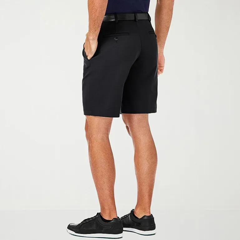 Haggar Cool 18 Pro Pleated Mens 9 1/2" Stretch Fabric Moisture Wicking Quick Dry Chino Short