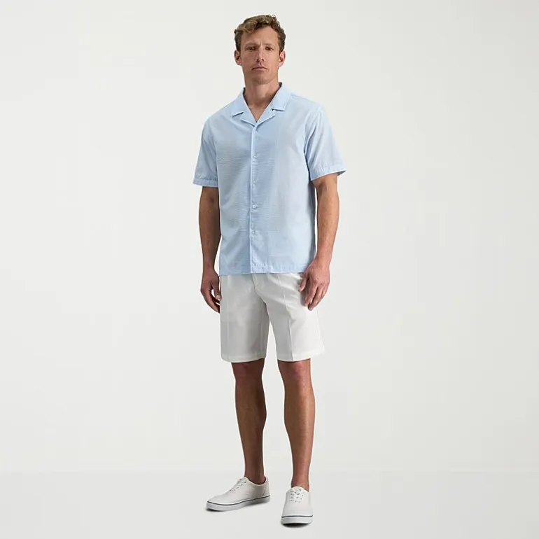 Haggar Cool 18 Pro Pleated Mens 9 1/2" Stretch Fabric Moisture Wicking Quick Dry Chino Short