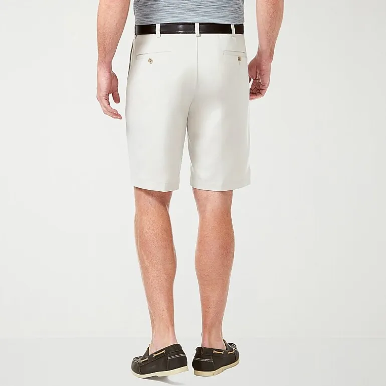 Haggar Cool 18 Pro Pleated Mens 9 1/2" Stretch Fabric Moisture Wicking Quick Dry Chino Short