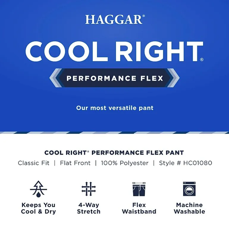 Haggar Cool Right Performance Flex Mens Classic Fit Flat Front Pant