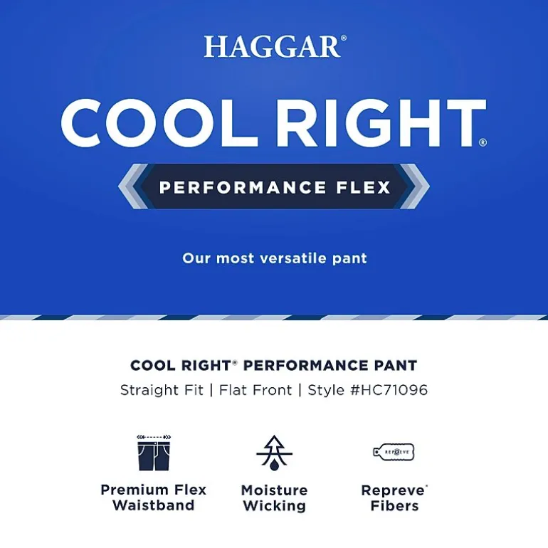 Haggar Cool Right Performance Flex Mens Straight Fit Flat Front Pant