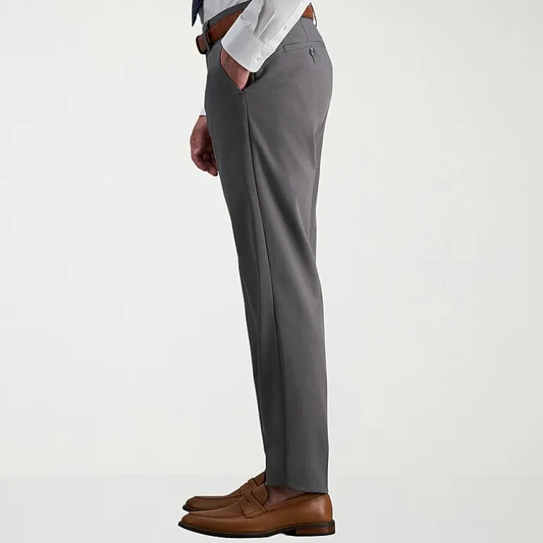 Haggar Cool Right Performance Flex Mens Comfort Waistband Slim Fit Flat Front Pant