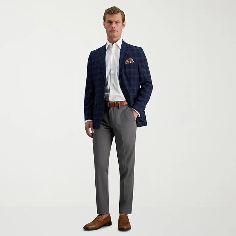 Haggar Cool Right Performance Flex Mens Comfort Waistband Slim Fit Flat Front Pant
