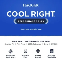 Haggar Cool Right Performance Flex Mens Straight Fit Flat Front Pant